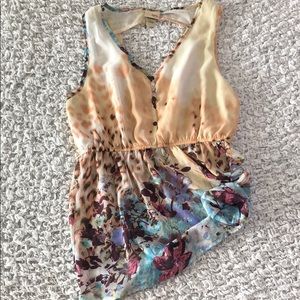 Daytrip floral cinch-waist tank top blouse